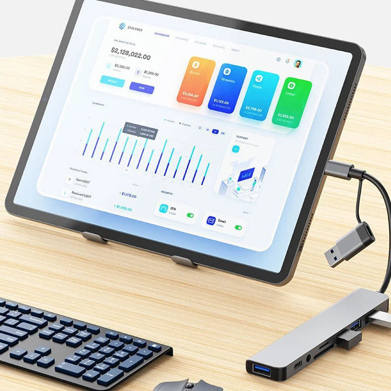 8-in-2 USB-C hub with SD reader and audio jack - product image 4