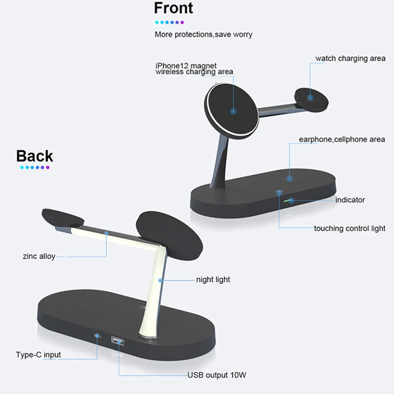 3-in-1 wireless charging station for compatible devices product image - view 4