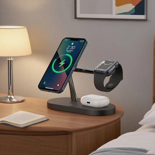 3-in-1 wireless charging station for compatible devices product image - view 2