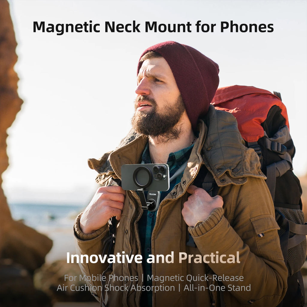 TELESIN Magnetic Neck Mount for Hands-Free Phone Video