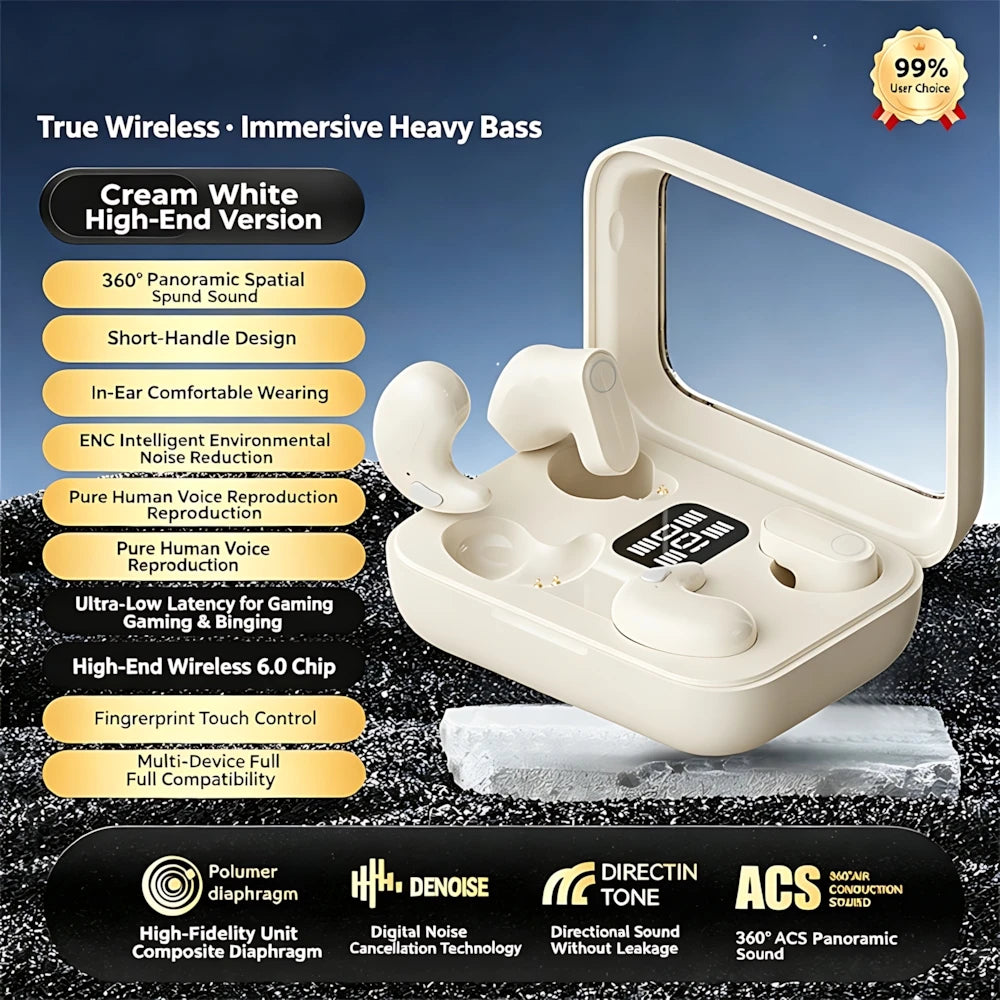 Open-ear Bluetooth earbuds with digital display charging case - product image 7