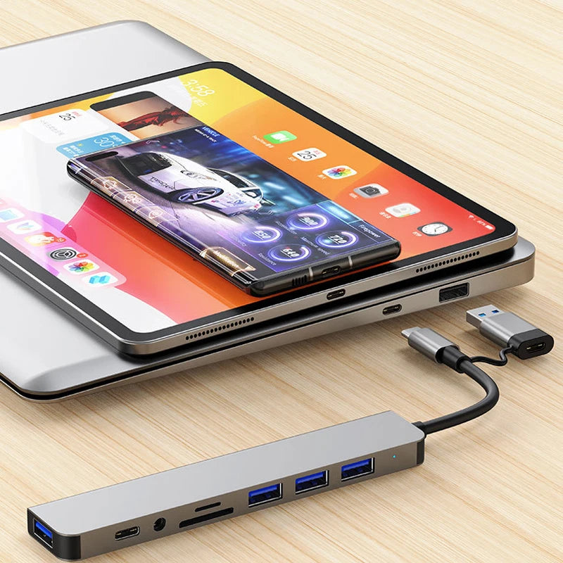 8-in-2 USB-C hub with SD reader and audio jack - product image 2