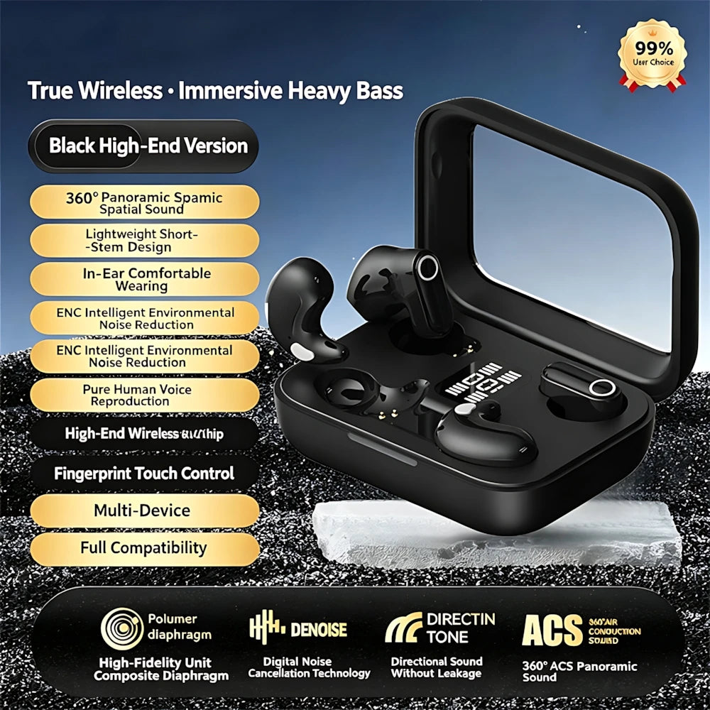 Open-ear Bluetooth earbuds with digital display charging case - product image 12