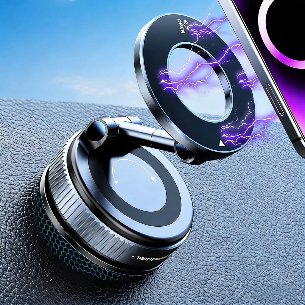 Folding magnetic phone holder with suction mount product image