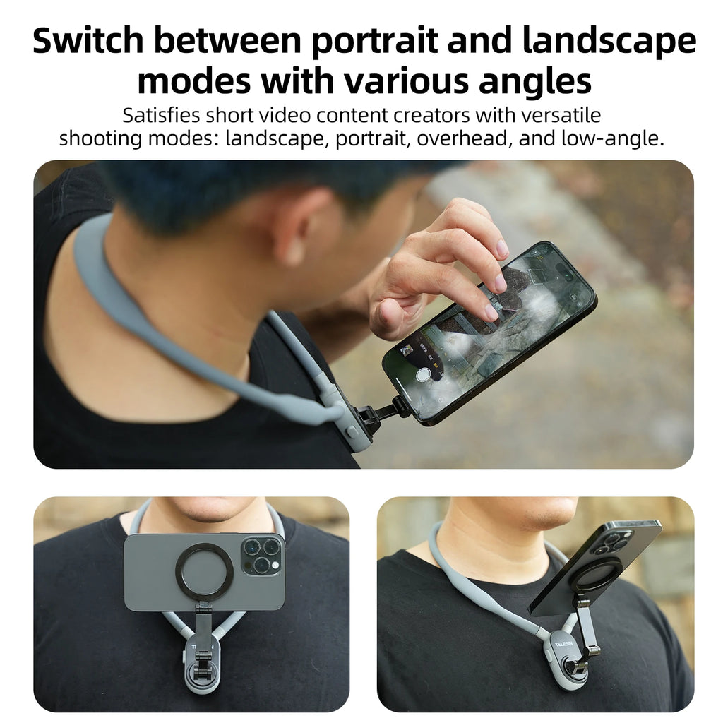 TELESIN Magnetic Neck Mount for Hands-Free Phone Video