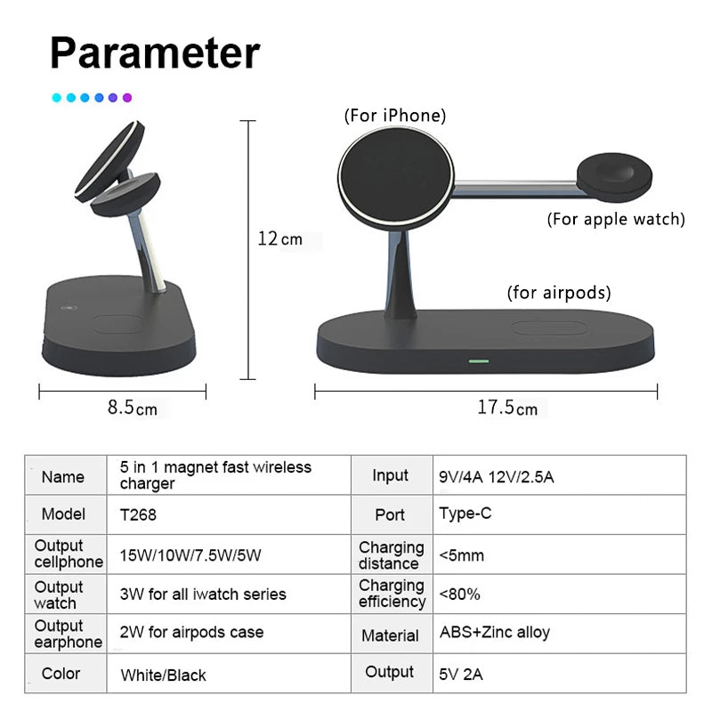 3-in-1 wireless charging station for compatible devices product image - view 5