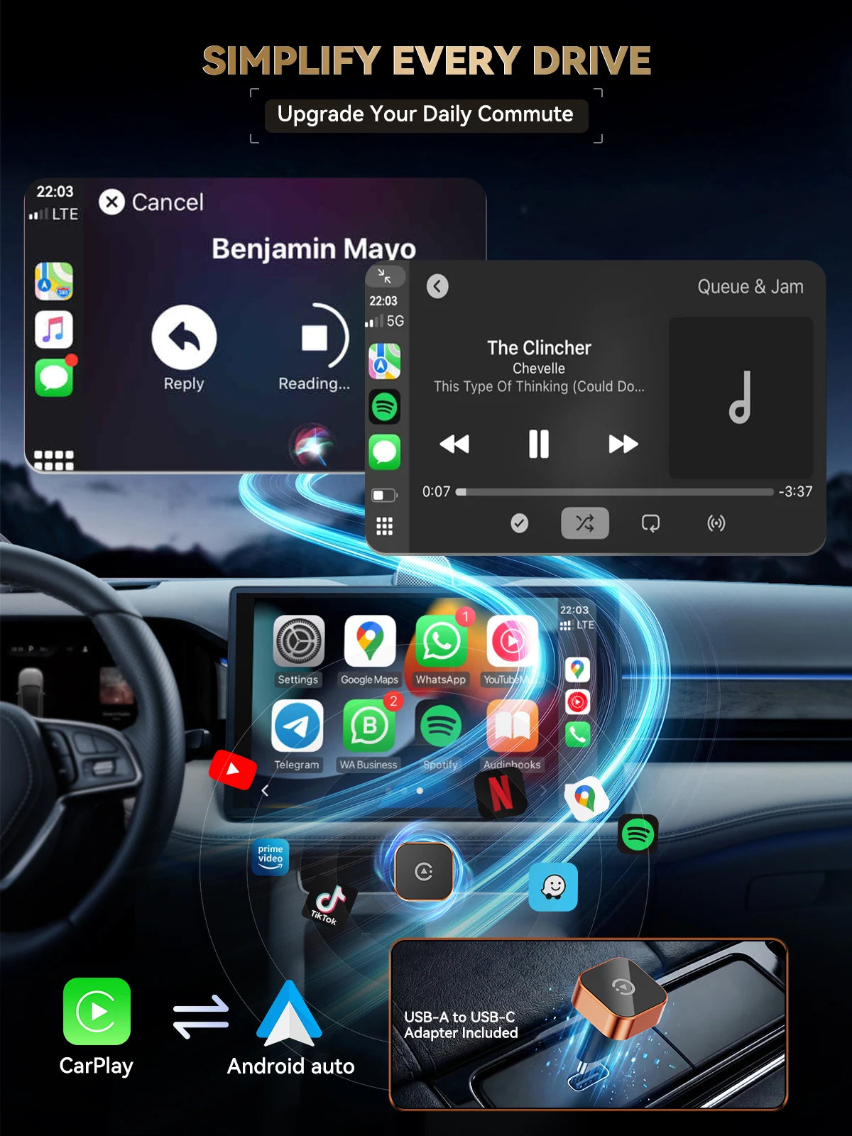 Wireless CarPlay and Android Auto USB-C adapter - product image 3